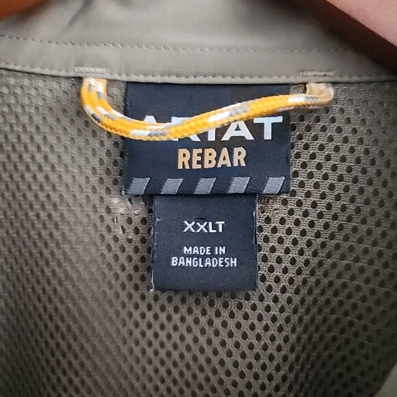 Ariat Rebar Shirt Mens XXL 2XLT Tan Vented Venttek Button Down Short Sleeve - Picture 4 of 9